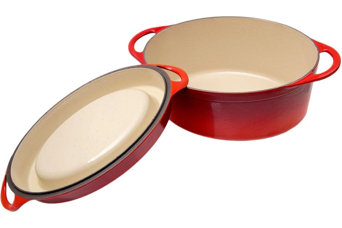 Le Creuset Doufeu Gusseisen Bratpfanne Oval, 32 Cm, 7,2L Rot 4 Le Creuset Doufeu Gusseisen Bratpfanne Oval, 32 Cm, 7,2L Rot – Bild 2