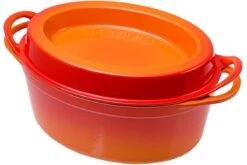 Le Creuset Doufeu Gusseisen Bratpfanne Oval, 32 Cm, 7,2L Orange-rot