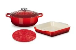 Le Creuset 2022 Set Cerise, Gusseisen, Keramik Und Silikon, Pfannenset
